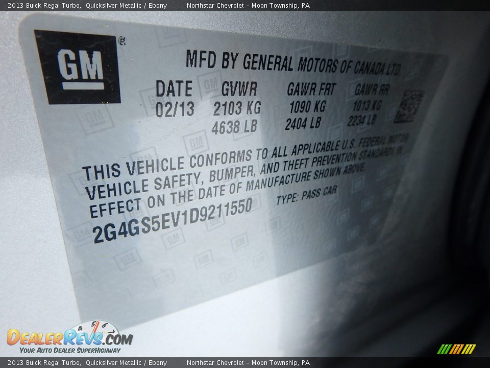 2013 Buick Regal Turbo Quicksilver Metallic / Ebony Photo #29