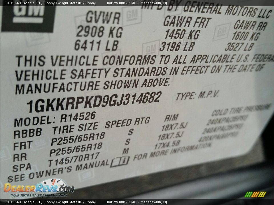 2016 GMC Acadia SLE Ebony Twilight Metallic / Ebony Photo #10