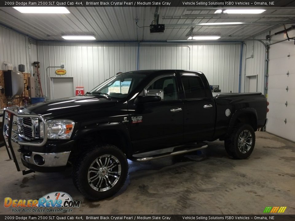 2009 Dodge Ram 2500 SLT Quad Cab 4x4 Brilliant Black Crystal Pearl / Medium Slate Gray Photo #2