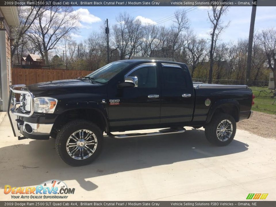 2009 Dodge Ram 2500 SLT Quad Cab 4x4 Brilliant Black Crystal Pearl / Medium Slate Gray Photo #3