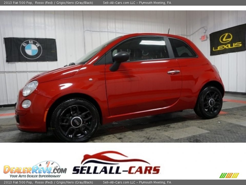 2013 Fiat 500 Pop Rosso (Red) / Grigio/Nero (Gray/Black) Photo #1