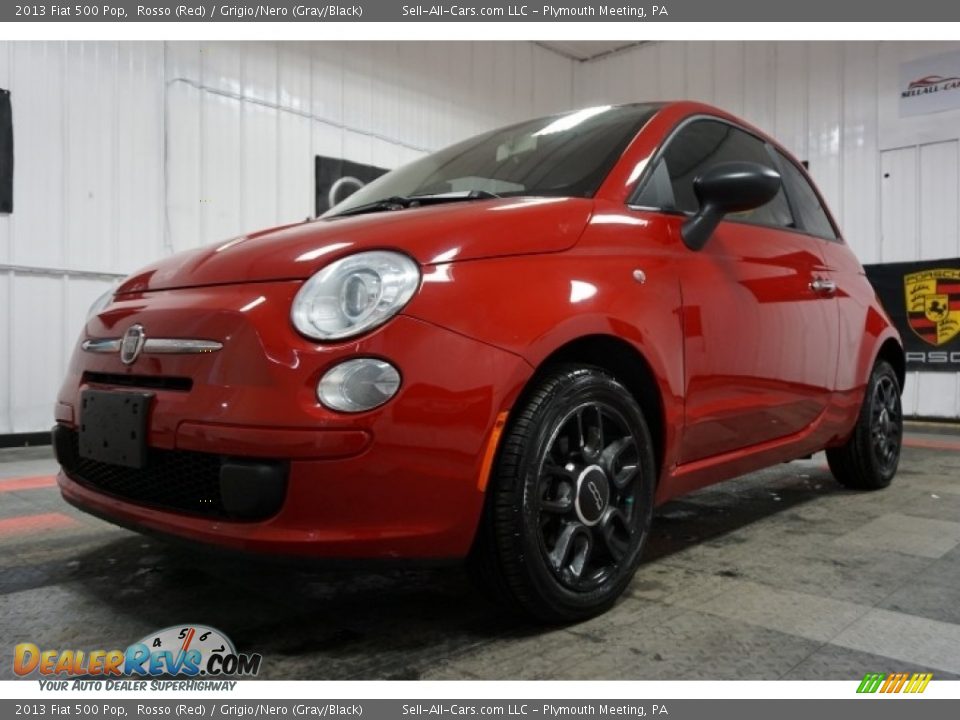 2013 Fiat 500 Pop Rosso (Red) / Grigio/Nero (Gray/Black) Photo #3
