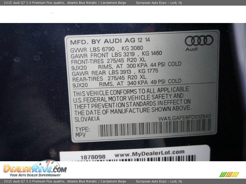 2015 Audi Q7 3.0 Premium Plus quattro Atlantis Blue Metallic / Cardamom Beige Photo #33