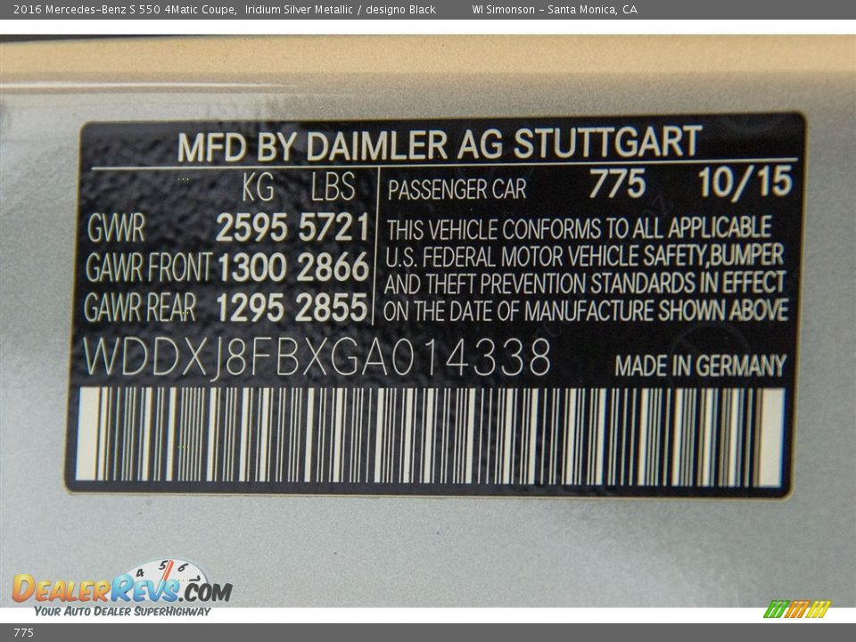 Mercedes-Benz Color Code 775 Iridium Silver Metallic