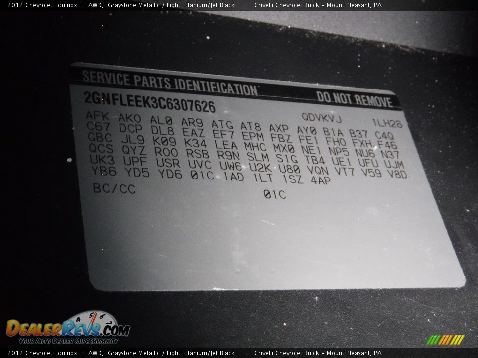 2012 Chevrolet Equinox LT AWD Graystone Metallic / Light Titanium/Jet Black Photo #25