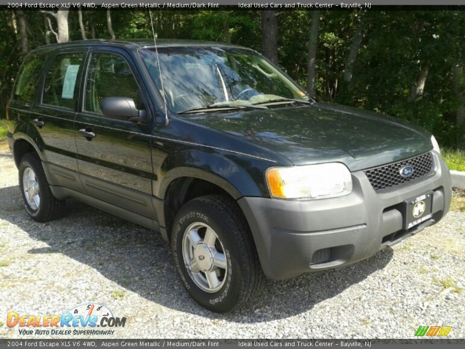 2004 Ford Escape XLS V6 4WD Aspen Green Metallic / Medium/Dark Flint Photo #3