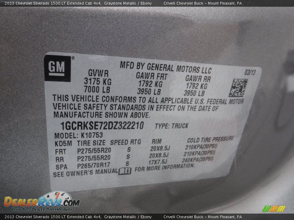 2013 Chevrolet Silverado 1500 LT Extended Cab 4x4 Graystone Metallic / Ebony Photo #33