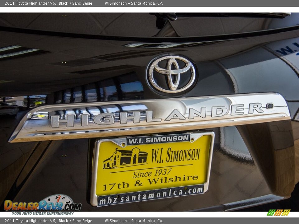 2011 Toyota Highlander V6 Black / Sand Beige Photo #7