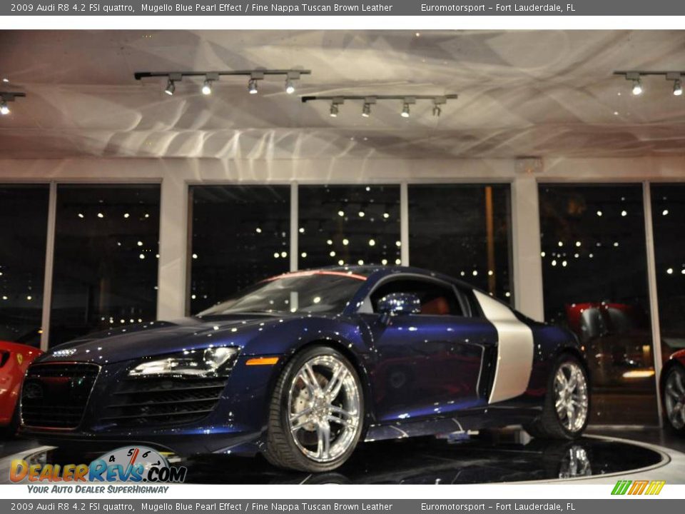 2009 Audi R8 4.2 FSI quattro Mugello Blue Pearl Effect / Fine Nappa Tuscan Brown Leather Photo #3