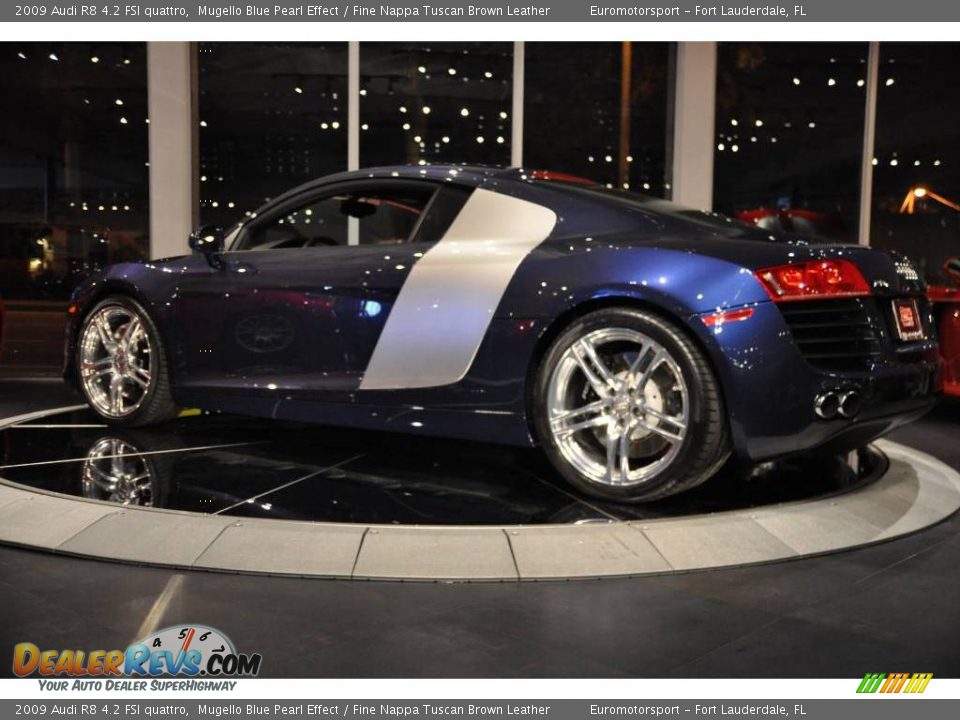 2009 Audi R8 4.2 FSI quattro Mugello Blue Pearl Effect / Fine Nappa Tuscan Brown Leather Photo #6