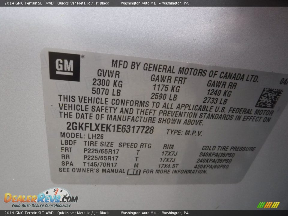 2014 GMC Terrain SLT AWD Quicksilver Metallic / Jet Black Photo #26