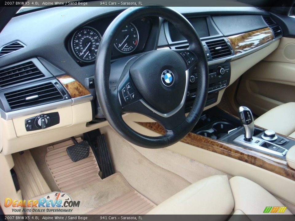2007 BMW X5 4.8i Alpine White / Sand Beige Photo #12