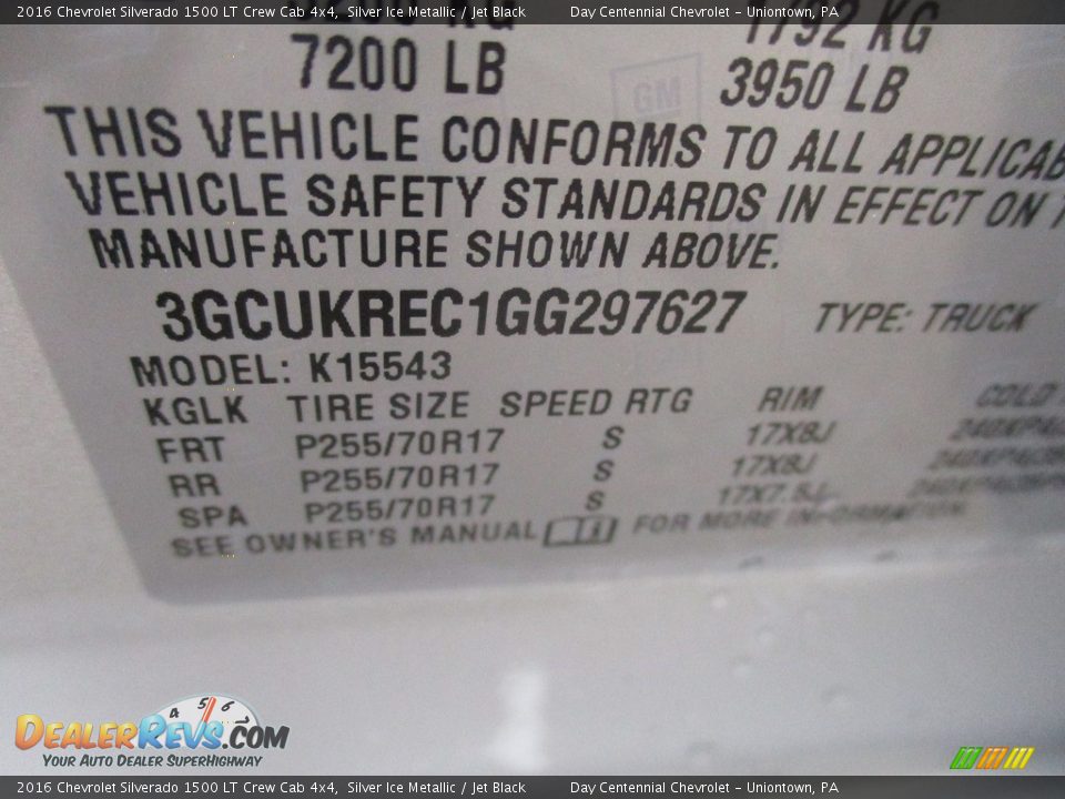 2016 Chevrolet Silverado 1500 LT Crew Cab 4x4 Silver Ice Metallic / Jet Black Photo #19