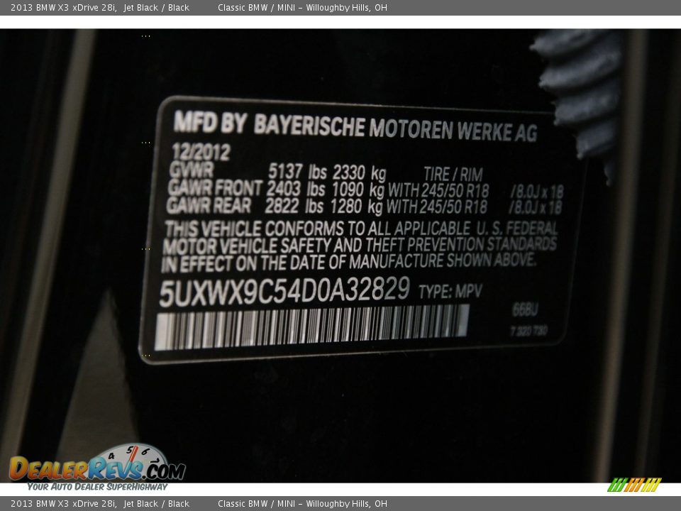 2013 BMW X3 xDrive 28i Jet Black / Black Photo #24