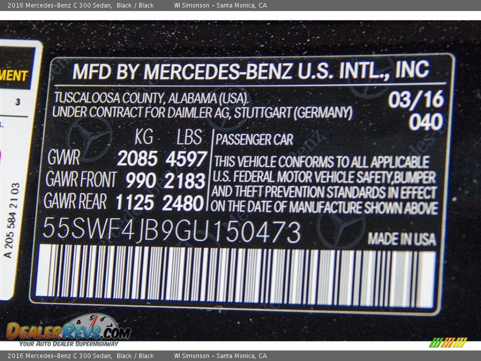 2016 Mercedes-Benz C 300 Sedan Black / Black Photo #6