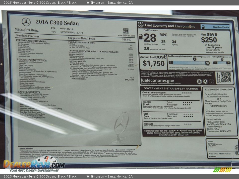2016 Mercedes-Benz C 300 Sedan Black / Black Photo #11