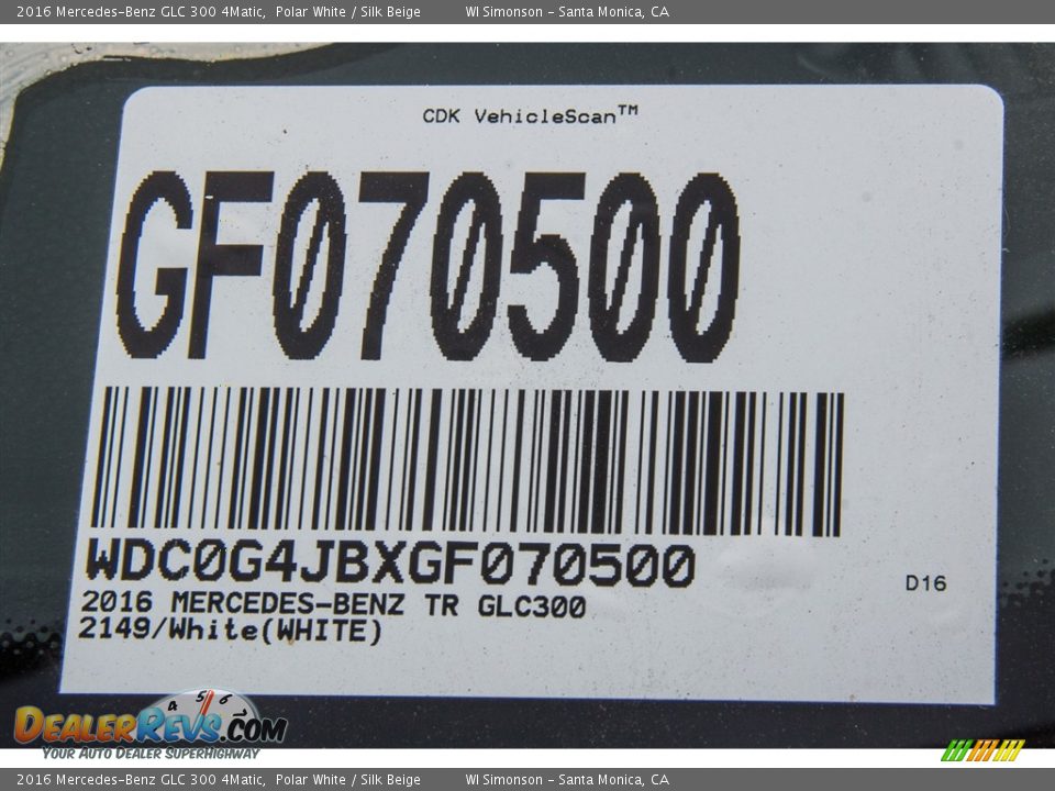 2016 Mercedes-Benz GLC 300 4Matic Polar White / Silk Beige Photo #8