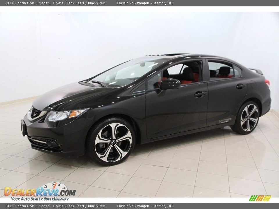 2014 Honda Civic Si Sedan Crystal Black Pearl / Black/Red Photo #3