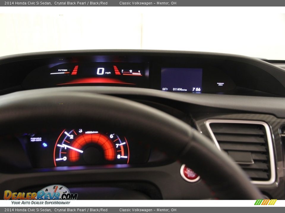 2014 Honda Civic Si Sedan Crystal Black Pearl / Black/Red Photo #7
