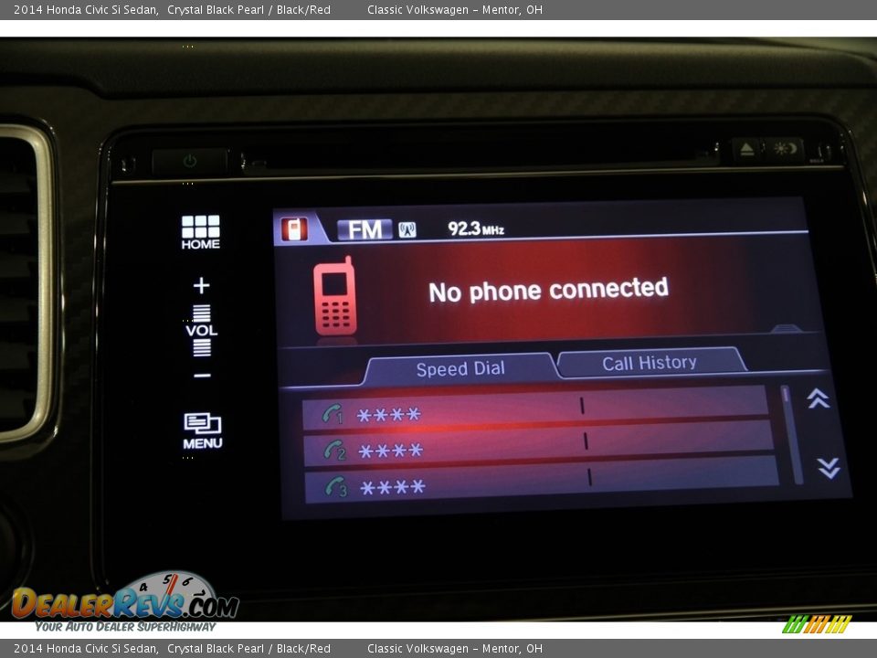 2014 Honda Civic Si Sedan Crystal Black Pearl / Black/Red Photo #10