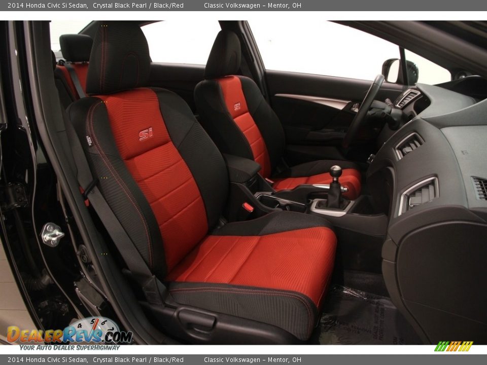 2014 Honda Civic Si Sedan Crystal Black Pearl / Black/Red Photo #14