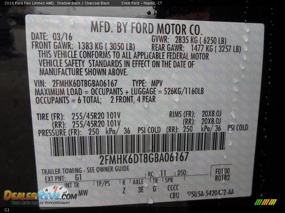 Ford Color Code G1 Shadow Black