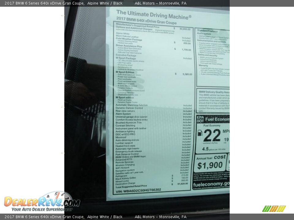 2017 BMW 6 Series 640i xDrive Gran Coupe Window Sticker Photo #10