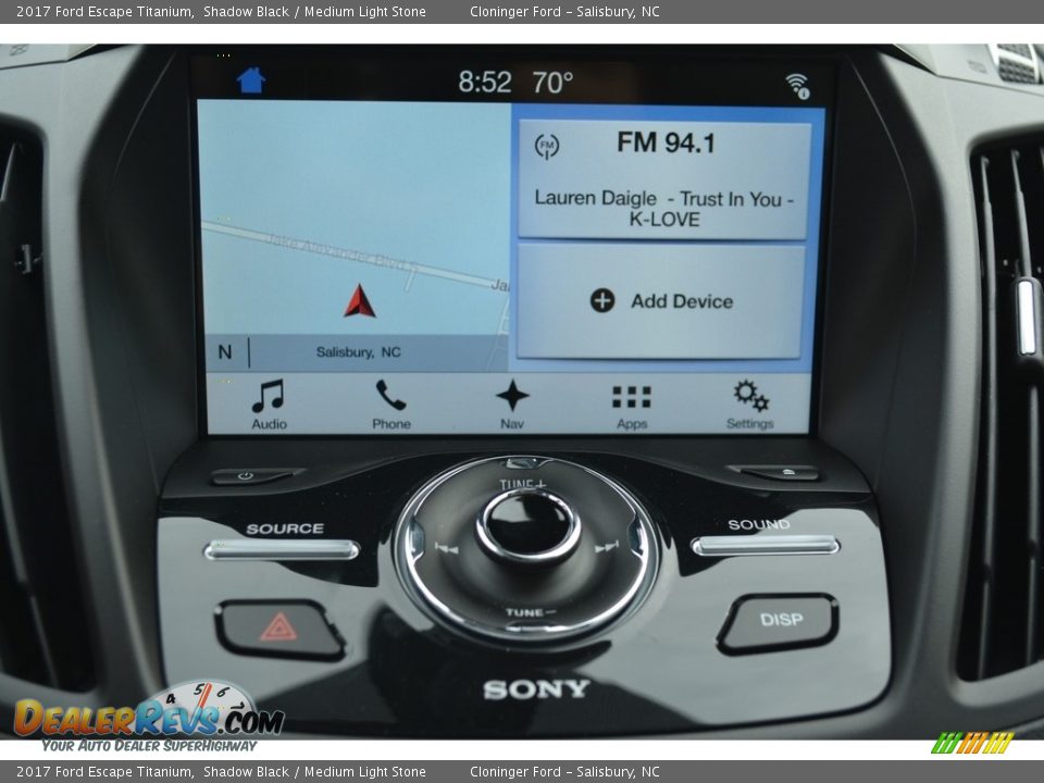 2017 Ford Escape Titanium Shadow Black / Medium Light Stone Photo #12