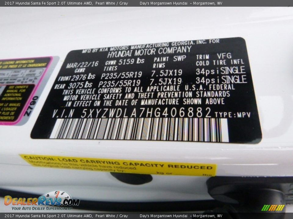 2017 Hyundai Santa Fe Sport 2.0T Ulitimate AWD Pearl White / Gray Photo #15