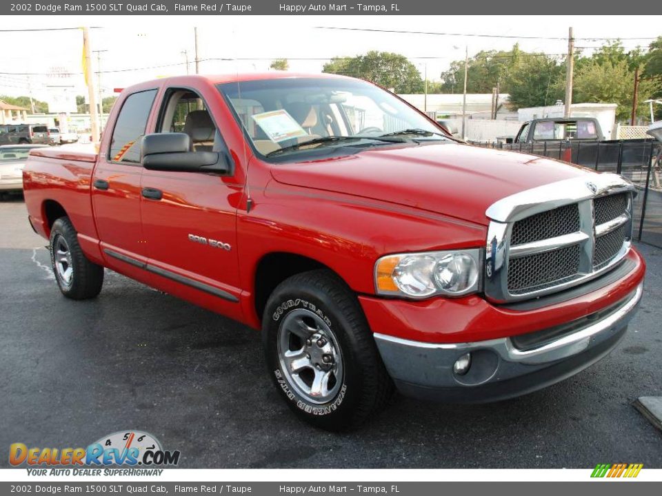 2002 Dodge Ram 1500 SLT Quad Cab Flame Red / Taupe Photo #3