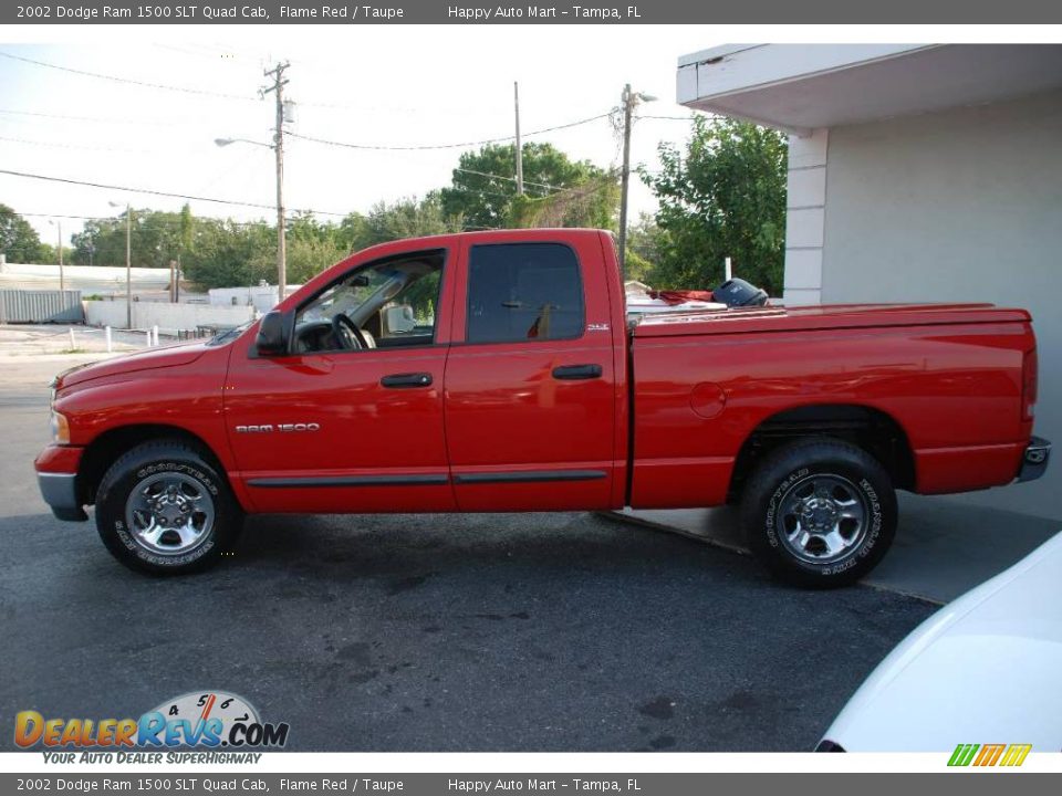 2002 Dodge Ram 1500 SLT Quad Cab Flame Red / Taupe Photo #6