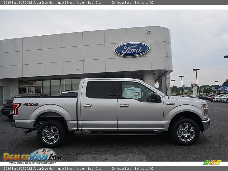 2016 Ford F150 XLT SuperCrew 4x4 Ingot Silver / Medium Earth Gray Photo #2