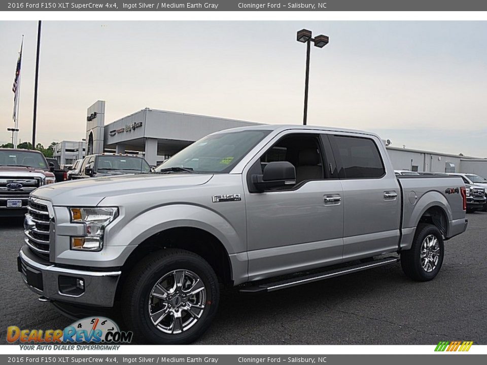 2016 Ford F150 XLT SuperCrew 4x4 Ingot Silver / Medium Earth Gray Photo #3