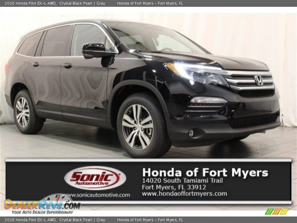 2016 Honda Pilot EX-L AWD Crystal Black Pearl / Gray Photo #1