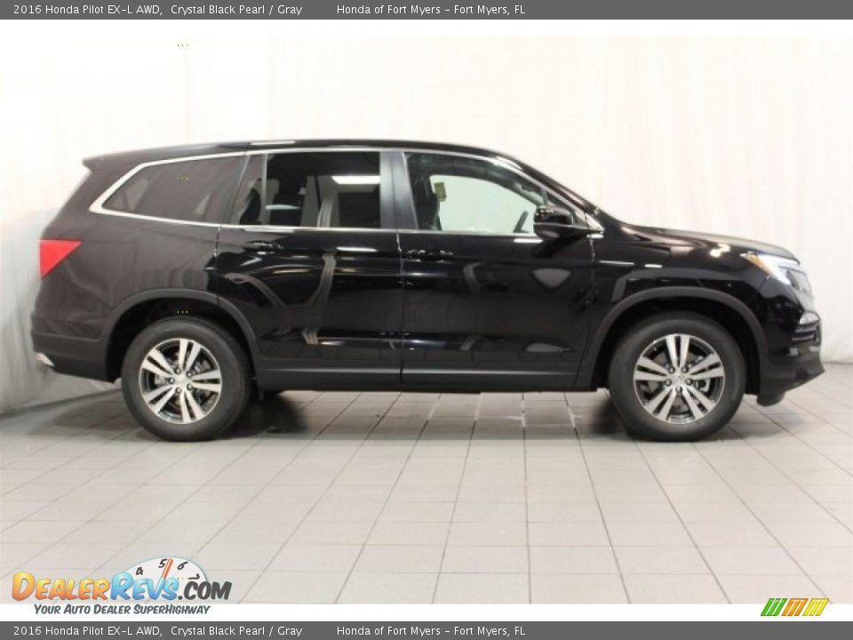 2016 Honda Pilot EX-L AWD Crystal Black Pearl / Gray Photo #3