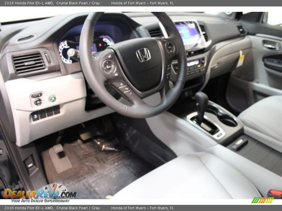 2016 Honda Pilot EX-L AWD Crystal Black Pearl / Gray Photo #10