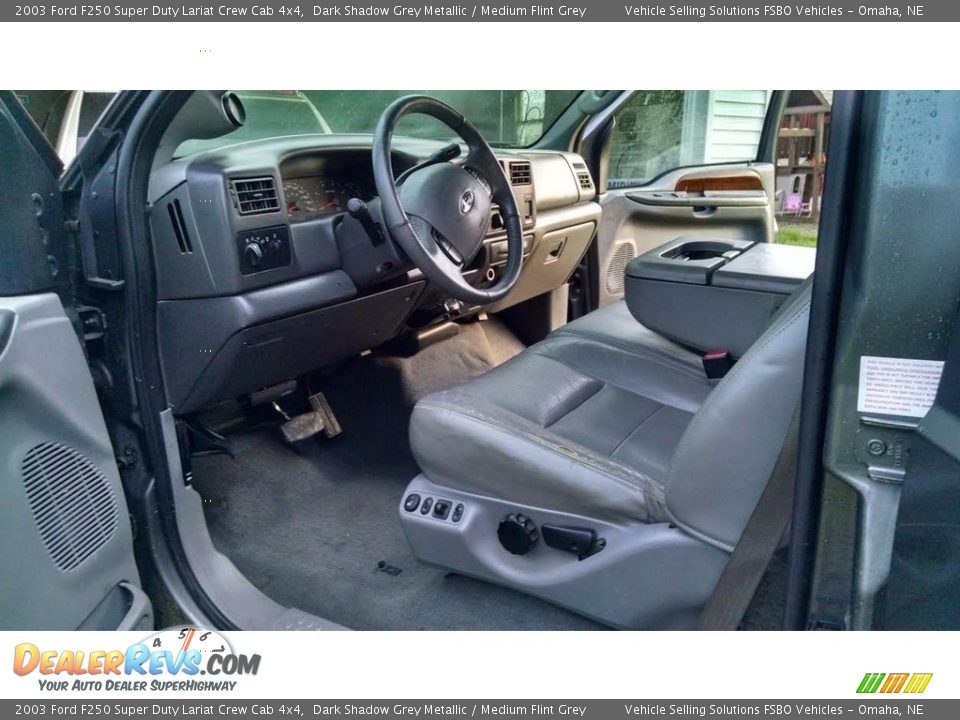 2003 Ford F250 Super Duty Lariat Crew Cab 4x4 Dark Shadow Grey Metallic / Medium Flint Grey Photo #14