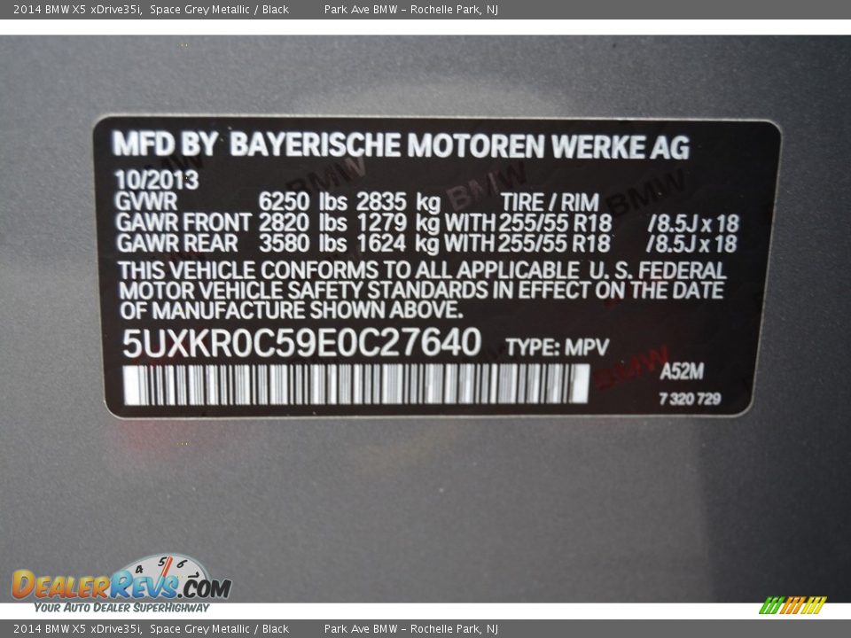 2014 BMW X5 xDrive35i Space Grey Metallic / Black Photo #35