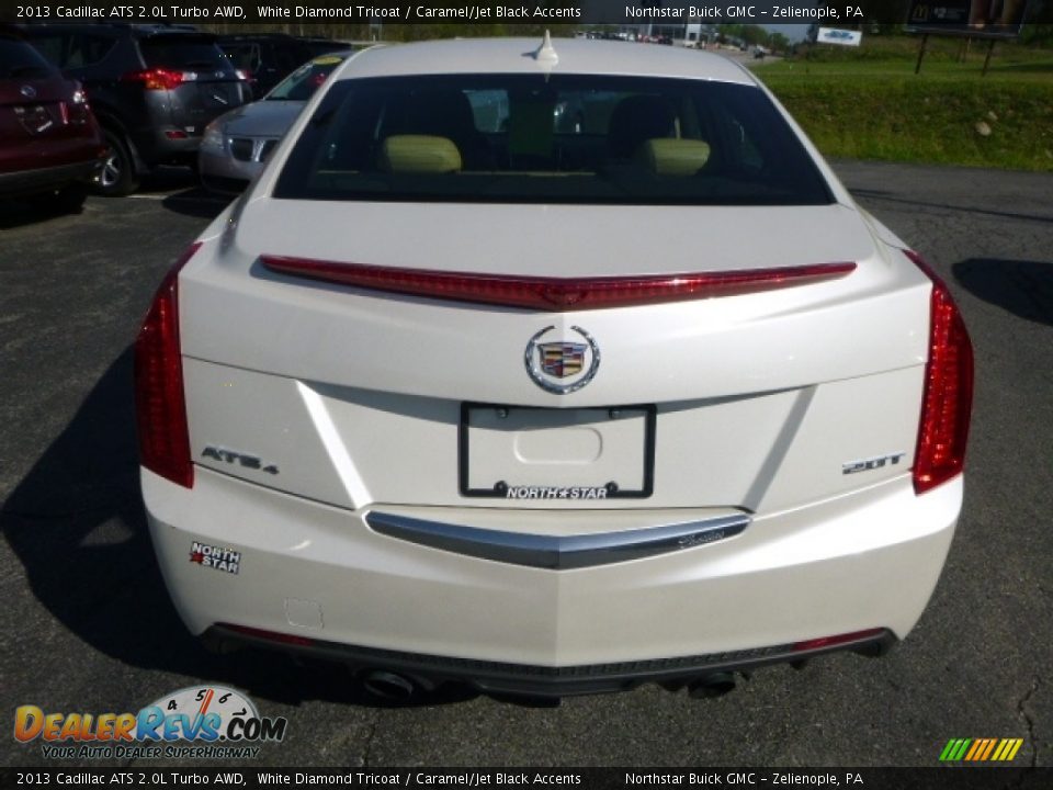 2013 Cadillac ATS 2.0L Turbo AWD White Diamond Tricoat / Caramel/Jet Black Accents Photo #5