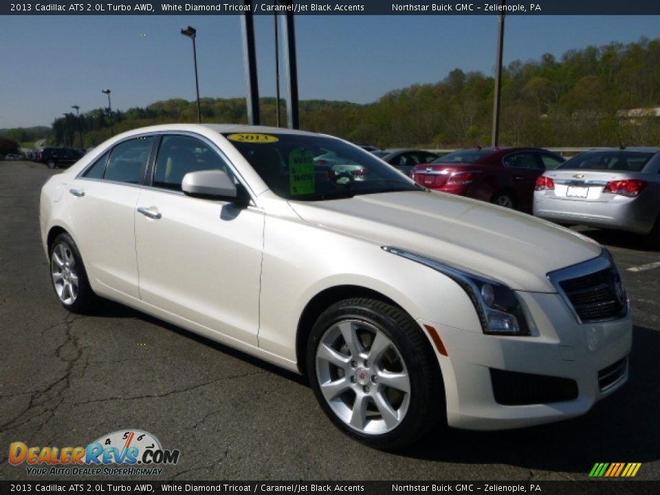 2013 Cadillac ATS 2.0L Turbo AWD White Diamond Tricoat / Caramel/Jet Black Accents Photo #8