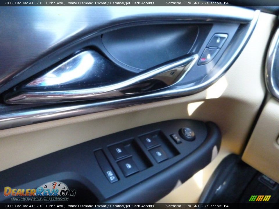 2013 Cadillac ATS 2.0L Turbo AWD White Diamond Tricoat / Caramel/Jet Black Accents Photo #25