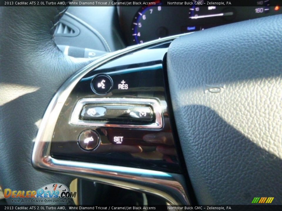 2013 Cadillac ATS 2.0L Turbo AWD White Diamond Tricoat / Caramel/Jet Black Accents Photo #28