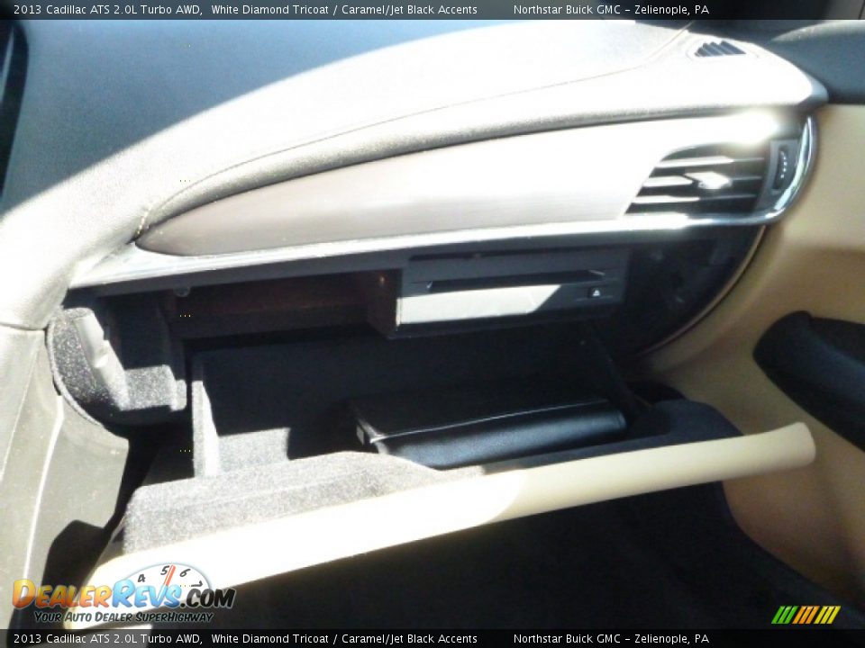 2013 Cadillac ATS 2.0L Turbo AWD White Diamond Tricoat / Caramel/Jet Black Accents Photo #30