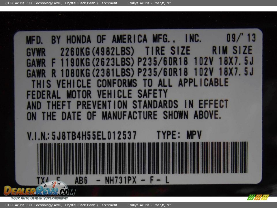 2014 Acura RDX Technology AWD Crystal Black Pearl / Parchment Photo #19