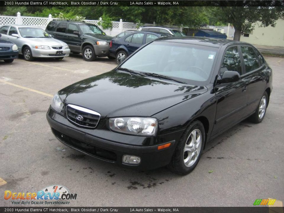 2003 Hyundai Elantra GT Hatchback Black Obsidian / Dark Gray Photo #1