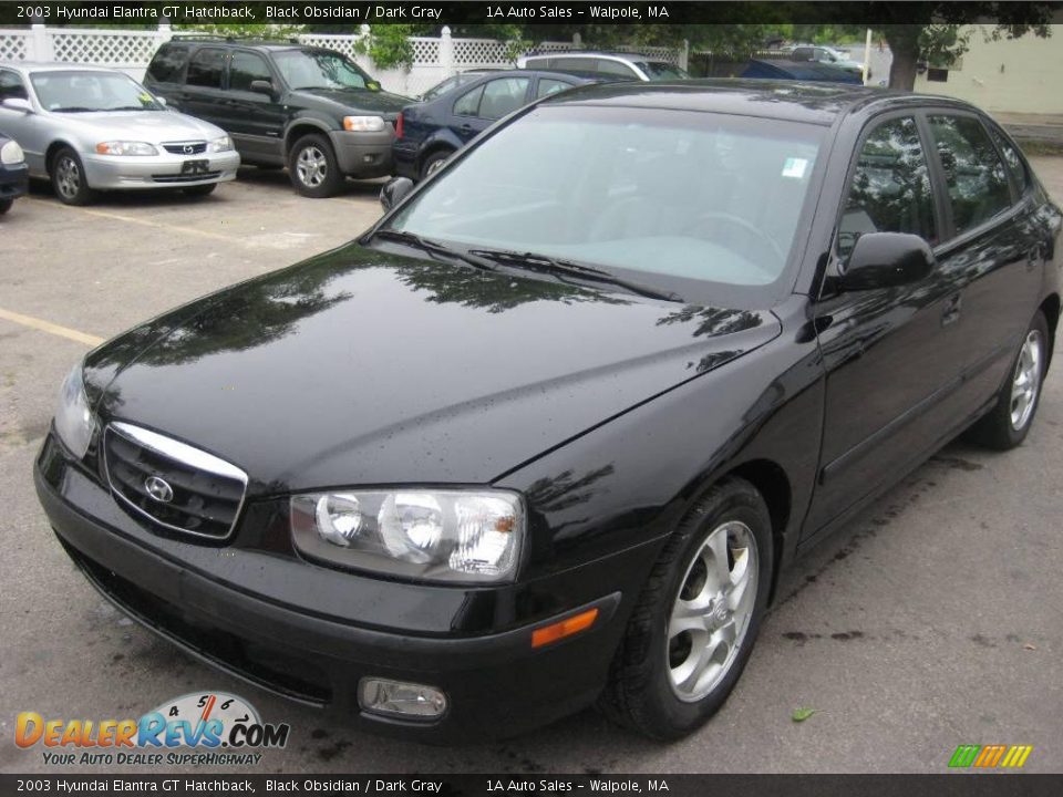 2003 Hyundai Elantra GT Hatchback Black Obsidian / Dark Gray Photo #7