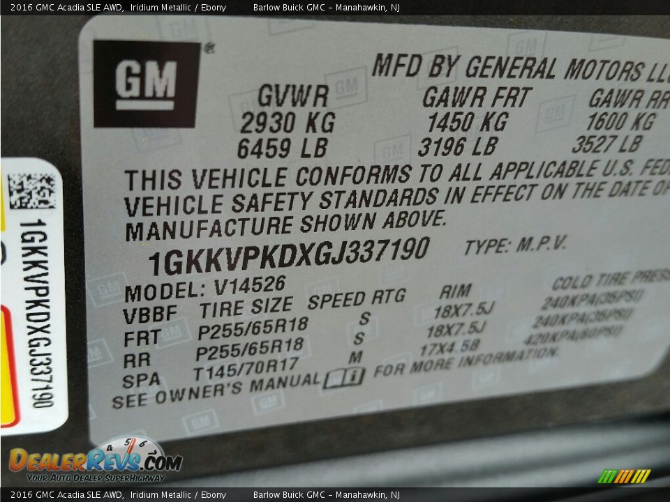 2016 GMC Acadia SLE AWD Iridium Metallic / Ebony Photo #10