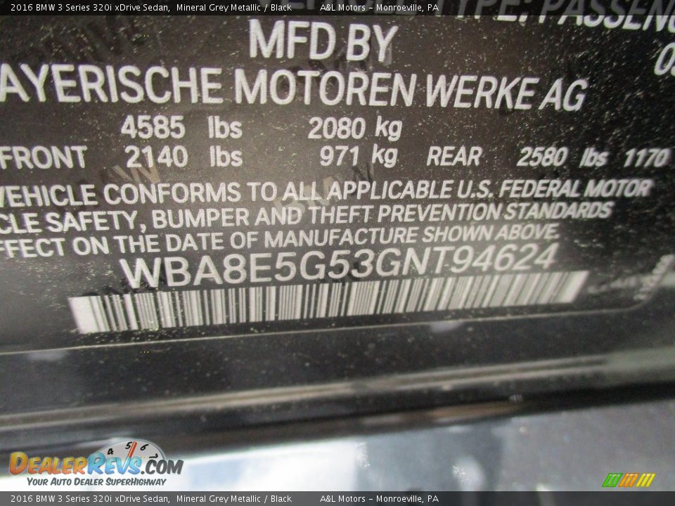 2016 BMW 3 Series 320i xDrive Sedan Mineral Grey Metallic / Black Photo #19