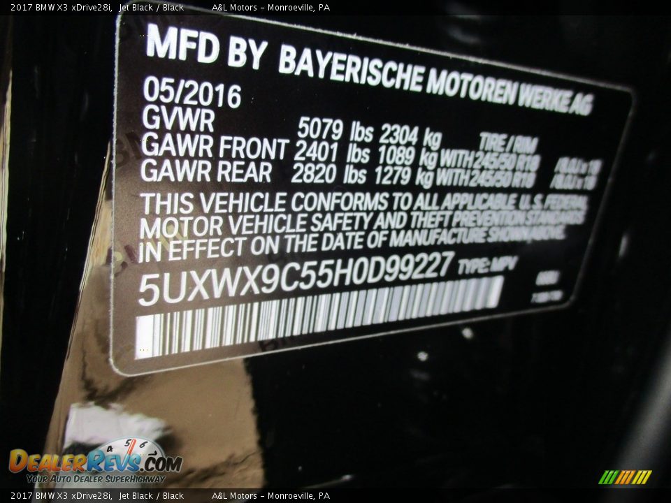 2017 BMW X3 xDrive28i Jet Black / Black Photo #19