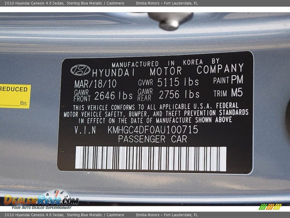 2010 Hyundai Genesis 4.6 Sedan Sterling Blue Metallic / Cashmere Photo #50